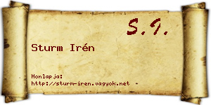 Sturm Irén névjegykártya